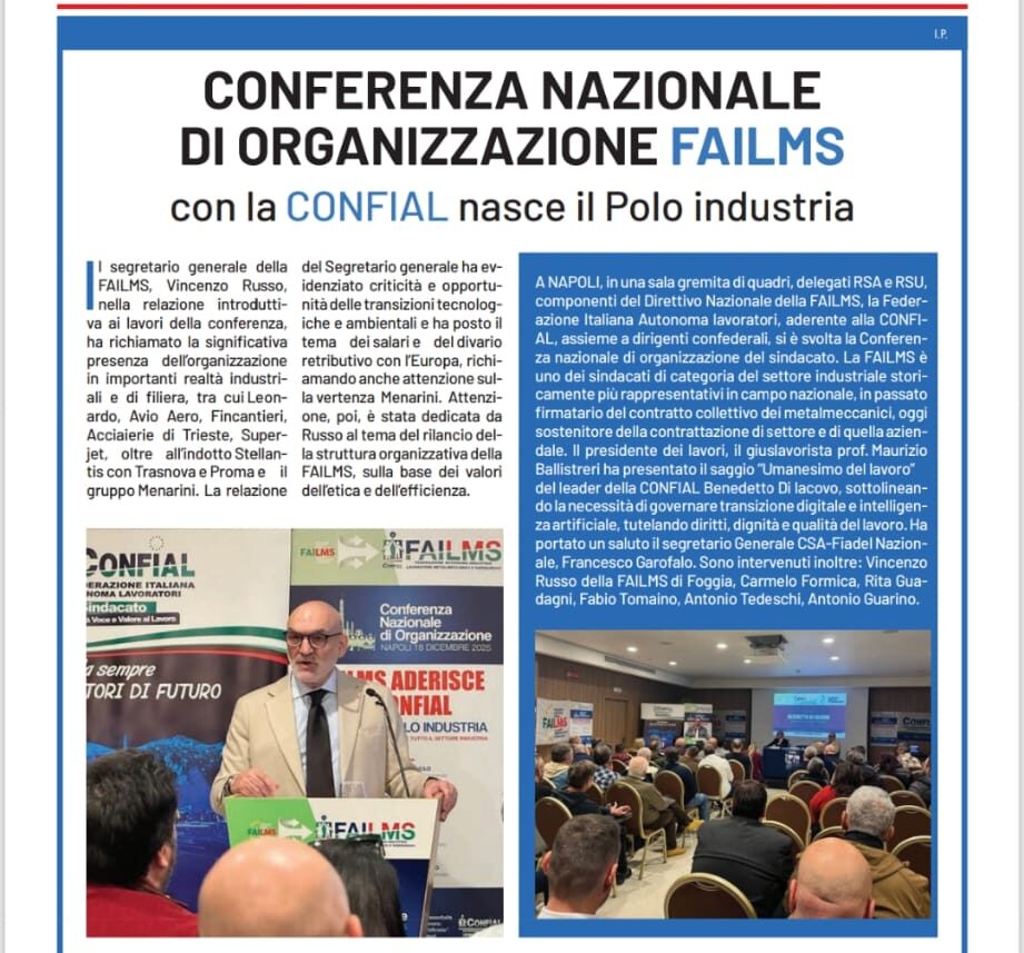 Il Tempo racconta la Conferenza FAILMS-CONFIAL: nasce il Polo Industria | Confial TV