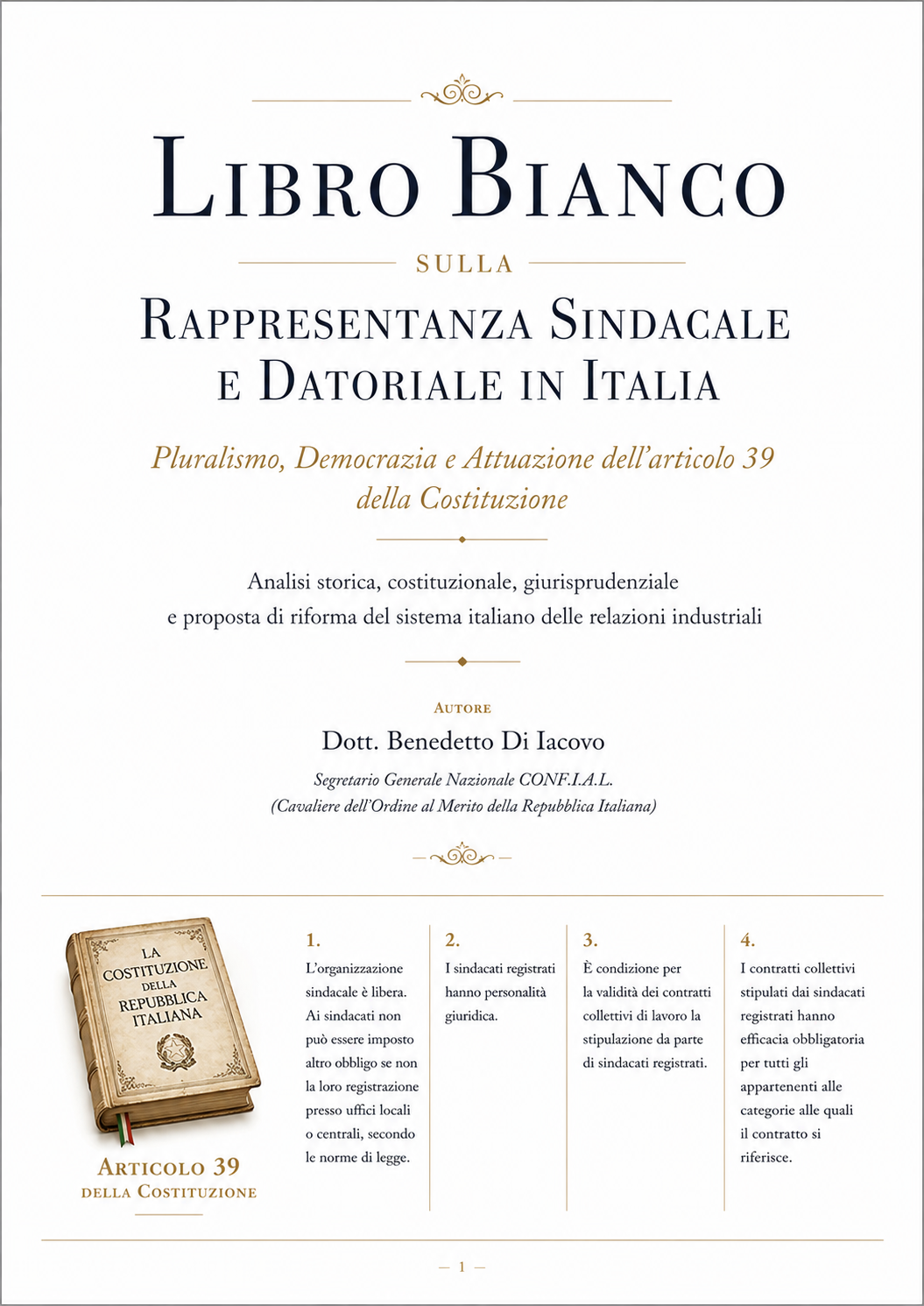 Libro Bianco sulla rappresentanza sindacale | Confial TV